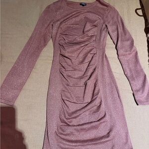 Express Shimmering rose gold Sleeve Dress